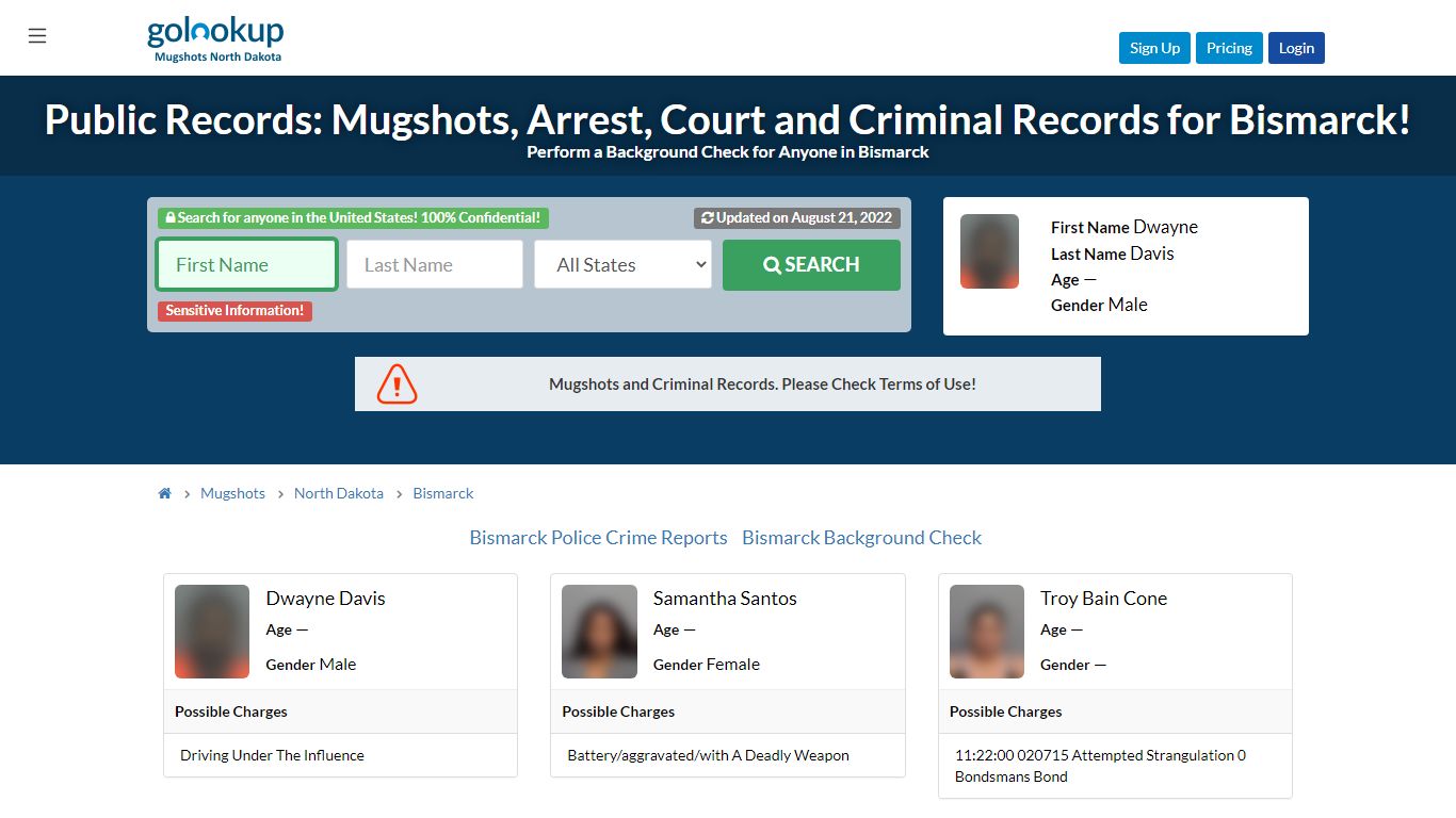 Mugshots Bismarck, Arrest Records Bismarck - GoLookUp