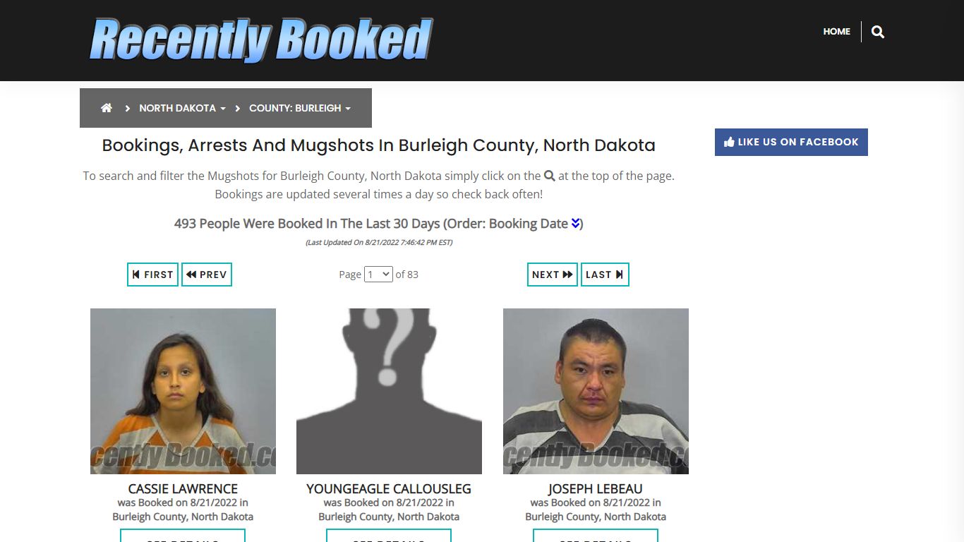 Bookings, Arrests and Mugshots in Burleigh County, North Dakota