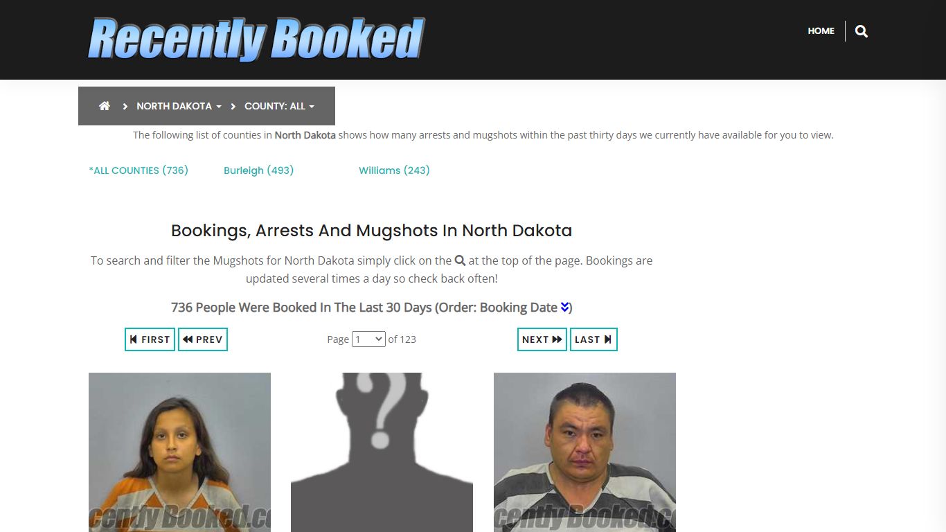 Recent bookings, Arrests, Mugshots in North Dakota - Recently Booked